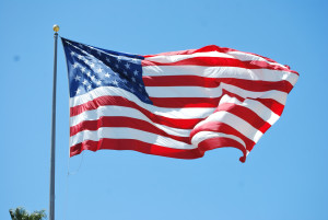 American flag flowing in the wind